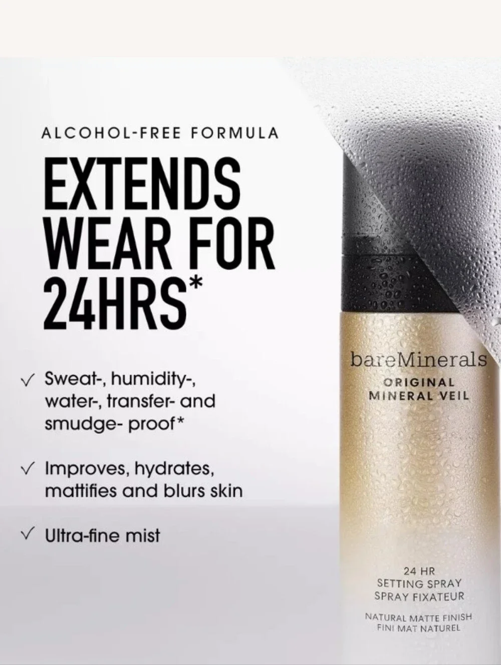 BareMinerals Original Mineral Veil 24-HR Setting Spray- Natural Matte Finish